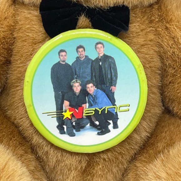 Vintage Y2K Stuffed Animal Plush NSYNC Bear Pin/Button 2000 Official Colllectabl - Picture 2 of 10